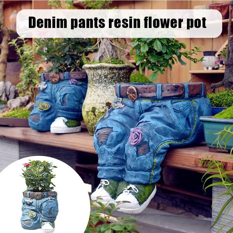 Denim Clothes Pants Resin Flower Pot Ia Garden