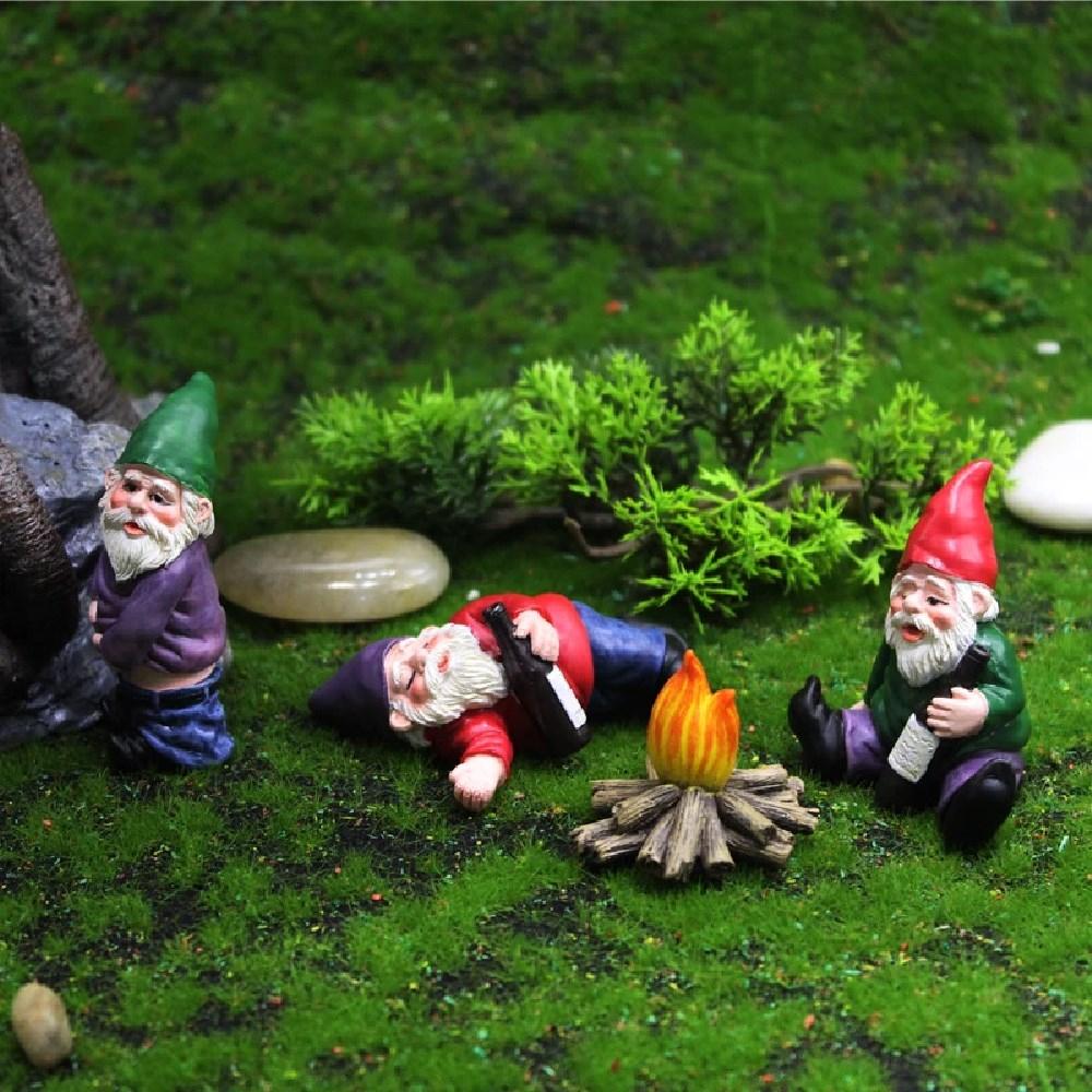Three Garden Gnomes+Bonfire