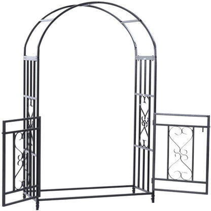 Outdoor Metal Garden Arbor Arch with Double Gate