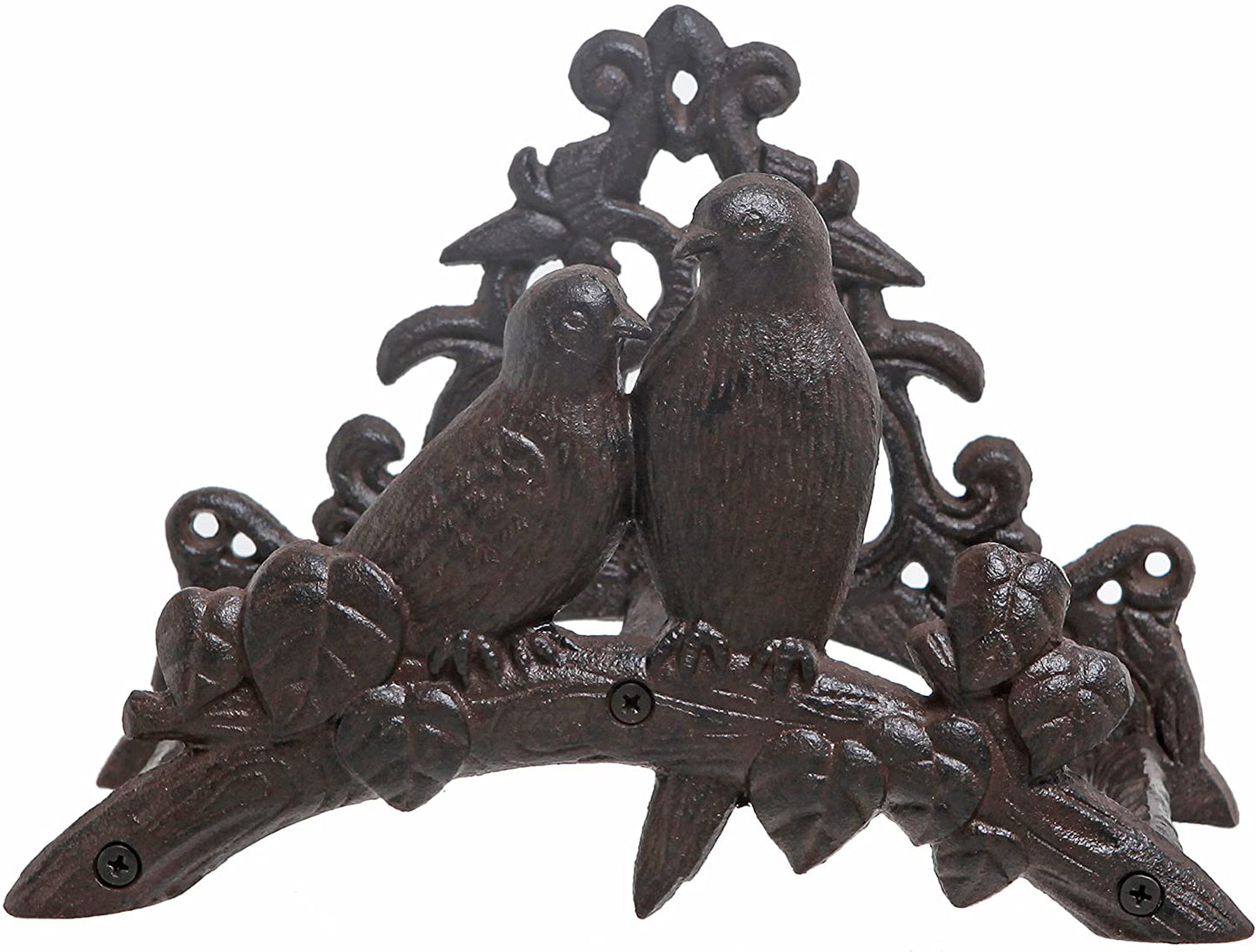 Wall Mounted Cast Iron Garden Hose Hanger Rack with Bird Ornament and Tree Branch Design